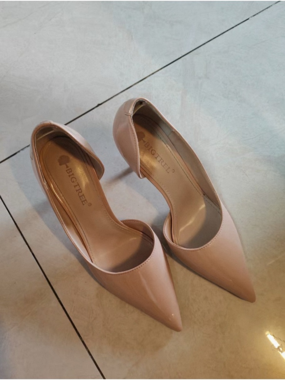 BigTree Blush Patent Pointed-Toe Heels